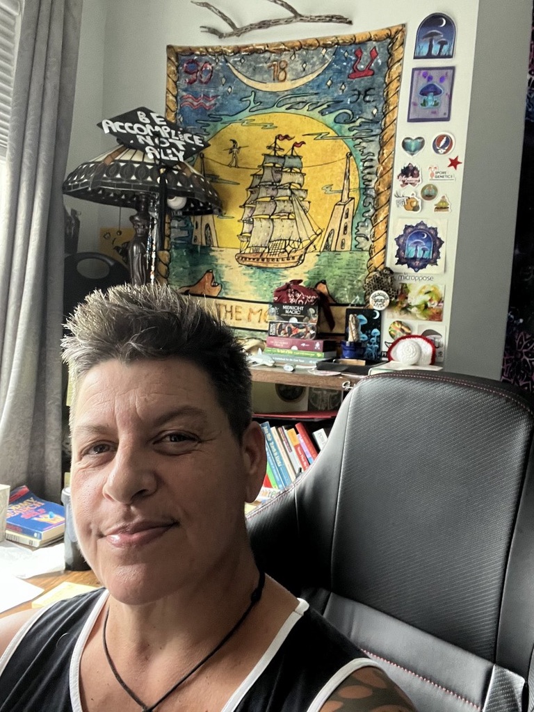 Michou Olivera seated in her personal space